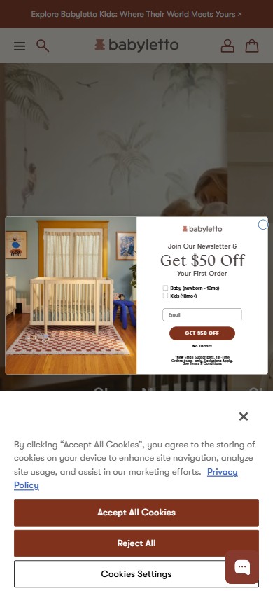 Babyletto — Mobile Homepage